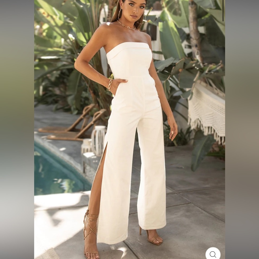 JAUS White Jumpsuit with Slit